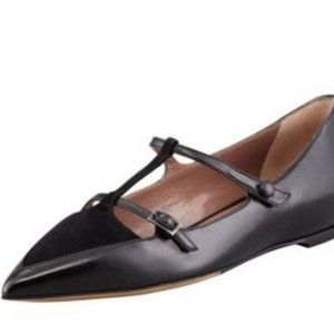 Tabitha Simmons Black Leather Pointy Flats 8